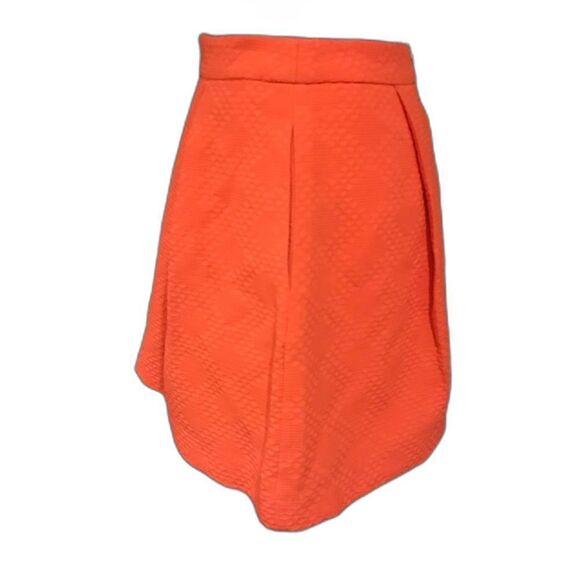 Trina Turk Skirt Women Size 2 Orange Pleated Pockets Exposed Back Zipper Cotton - Picture 4 of 7